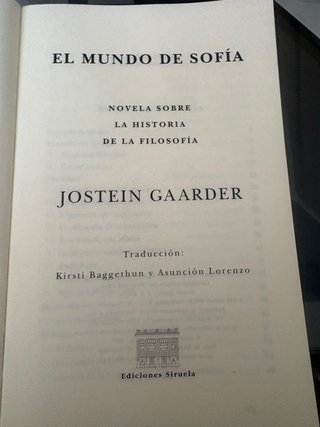 El Mundo de Sofía Novela Sobre la Historia de l...