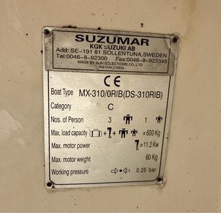 Zodiac Suzumar MX-310 RIB - remos e hinchador.