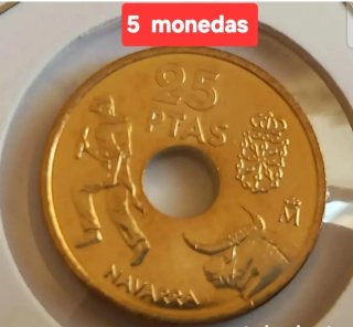 Lote 5 monedas 25 PTAS Navarra 1999 nuevas