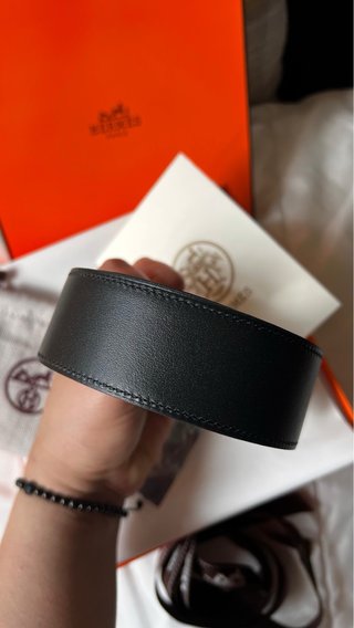 Cinturón Hermes H Hebilla Plata Negro Talla 85