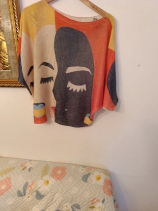 Jersey estampado caras multicolor talla única