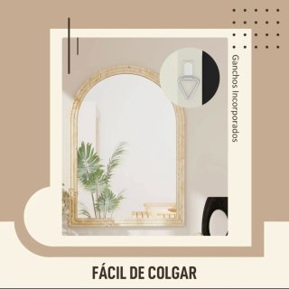 Espejo de pared arqueado 50x70cm beige