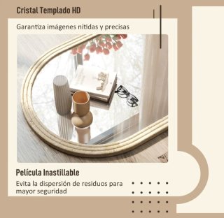 Espejo de pared arqueado 50x70cm beige