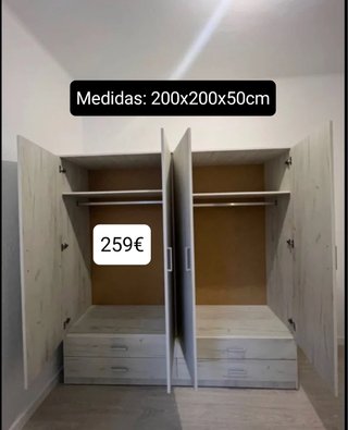 Armario de madera 4 puertas y 4 cajones