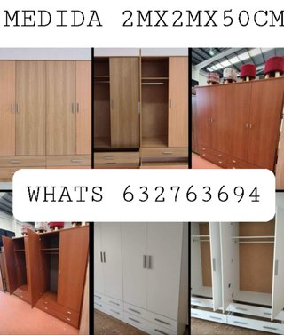 Armario de madera 4 puertas y 4 cajones