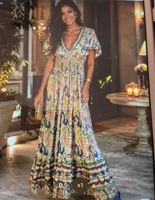 Vestido Indio Seda Talla Única Multicolor