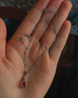 Collar Plata 925 con Piedra Roja