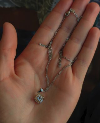 Collar Plata 925 Cubo Cristal