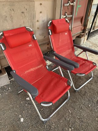 2 Sedie da Spiaggia Rosse Pieghevoli per Campeggio