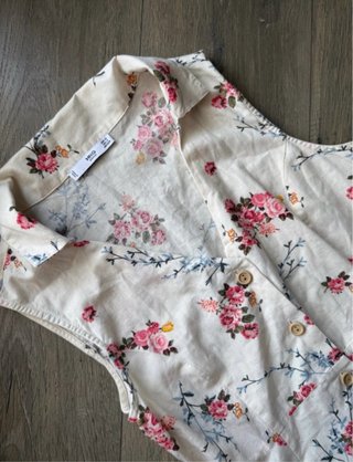 Vestido Mango floral beige y rosa