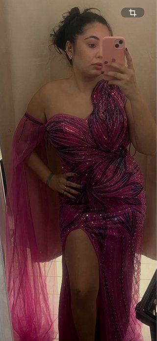 Vestido fiesta rosa y morado