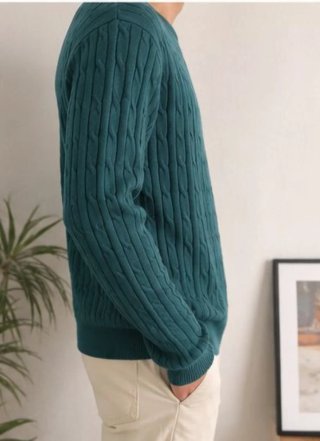 Jersey M Cable Knit Teal Talla M