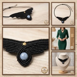¡REBAJAS! Gargantilla macramé negra con morganita