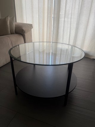 Mesa redonda cristal y metal