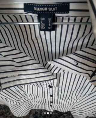 Camisa Nueva a Mango Talla M Rayas Blanco y Negro