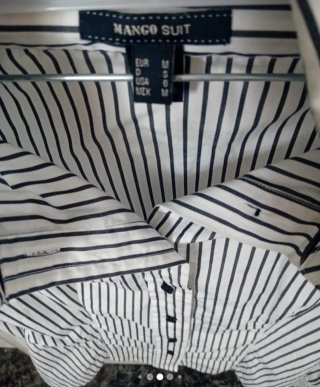 Camisa Nueva a Mango Talla M Rayas Blanco y Negro