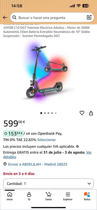 Patinete Eléctrico Joyor C10