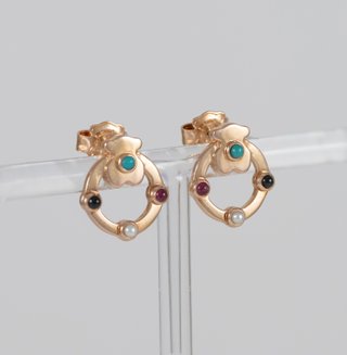Pendientes Tous de Plata Vermeil rosa con Gemas