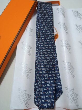 Corbata Hermès Azul Animales