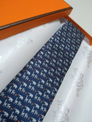 Corbata Hermès Azul Animales