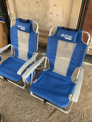 2 Sedie pieghevoli Aktive da spiaggia in blu/argento