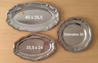 3 Bandejas Acero Inox. Redonda y Ovaladas (grande)