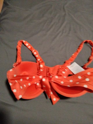 Parte de arriba bikini lunares naranja talla 100E