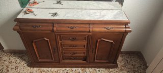 Mueble de entrada vintage madera y mármol