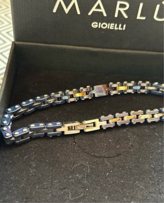 Pulsera Maserati Original Acero Azul Nueva