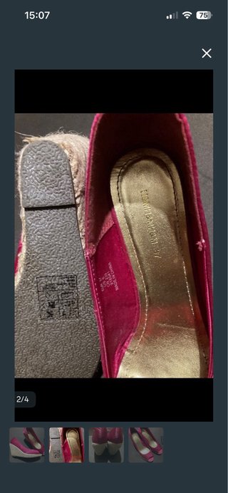 Zapatos cuña esparto rosa/dorado talla 37