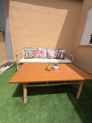 Conjunto Sofá y Mesa Exterior Bambú
