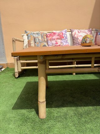 Conjunto Sofá y Mesa Exterior Bambú