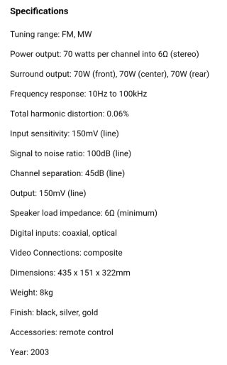 Receptor AV Yamaha RX-V340RDS