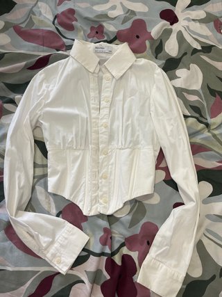 Camisa Bershka blanca botones