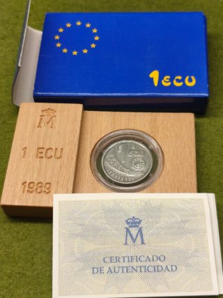 Monedas Plata 1/5 Onza Troy 1 ECU 1989