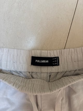 Pantalón corto lino Pull&Bear blanco