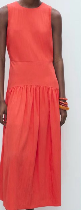Vestido largo evasé naranja