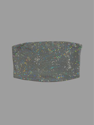 Top Brilhante Prata e Multicolor