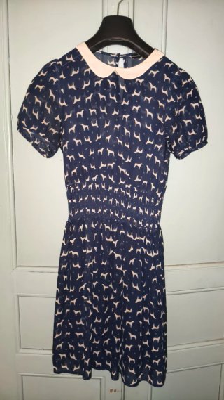 Vestido azul estampado perros