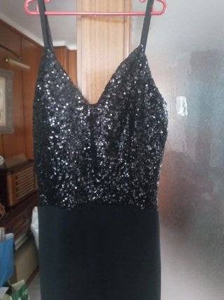 Vestido largo fiesta lentejuelas negro