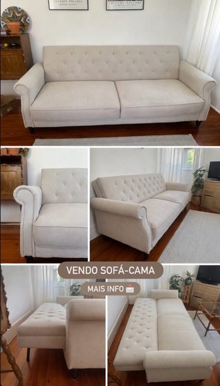 Sofa-cama em tecido