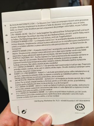 Abrigo premamá y porteo C&A Talla 34