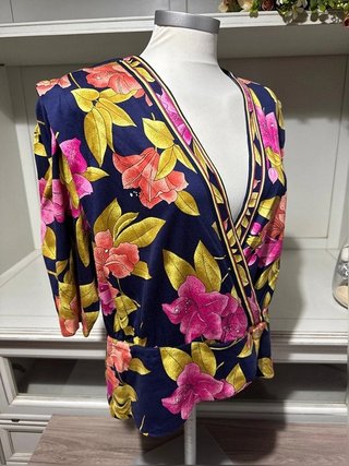 Blusa Vintage Annaval Bologna Floral Algodón...