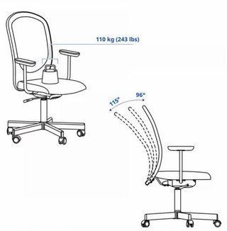 Silla de trabajo FLINTAN con reposabrazos gris