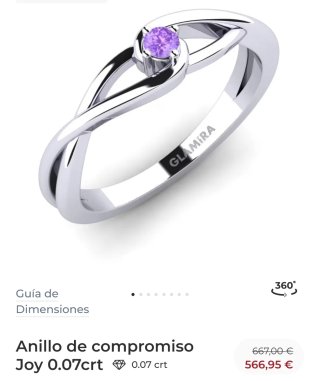 Anillo de compromiso oro blanco y amatista