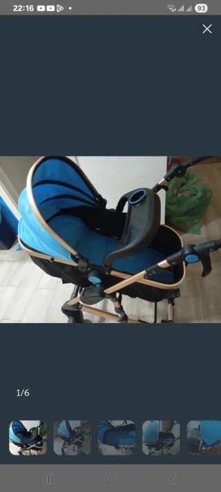 Coche de bebé azul + trona de regalo