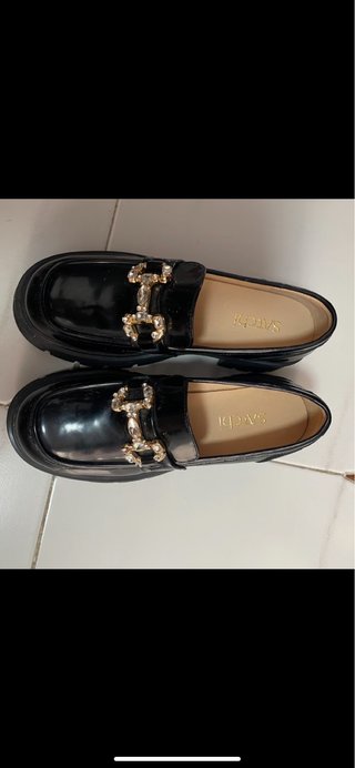 Mocasines charol negros pedrería Talla 37