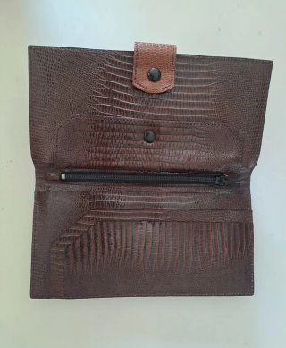 Billetera/ Cartera de piel marrón y negra