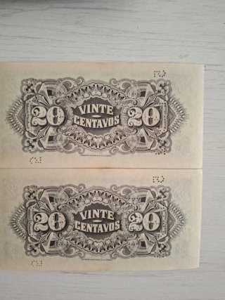 2 Banconote da 20 Centavos Mozambico 1933