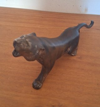 Antigua escultura - Tigre metal - 1970C